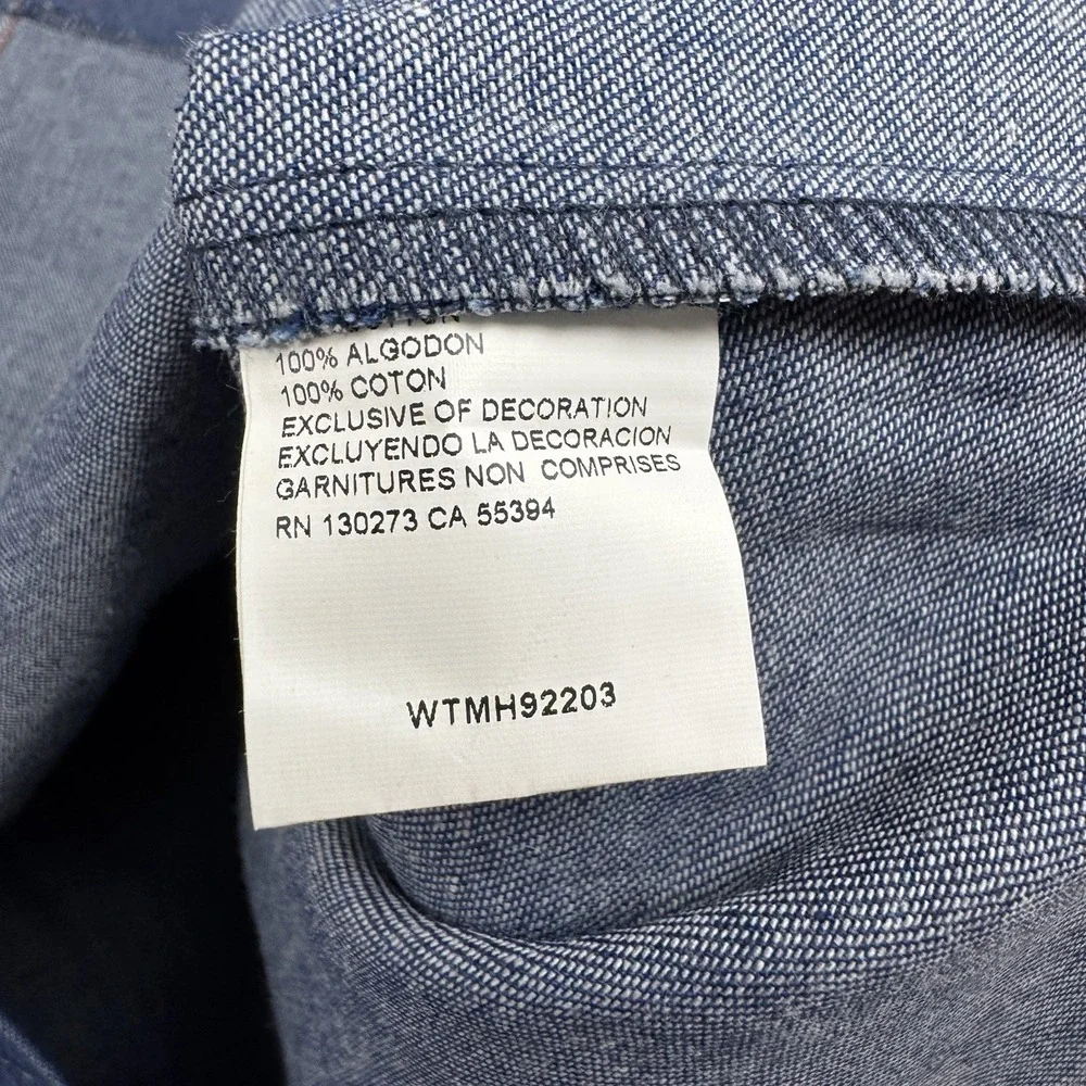 Wrangler Denim Pearl Snap Western Work Shirt Mens 2XL Cowboy Long‎ Sleeve NWT